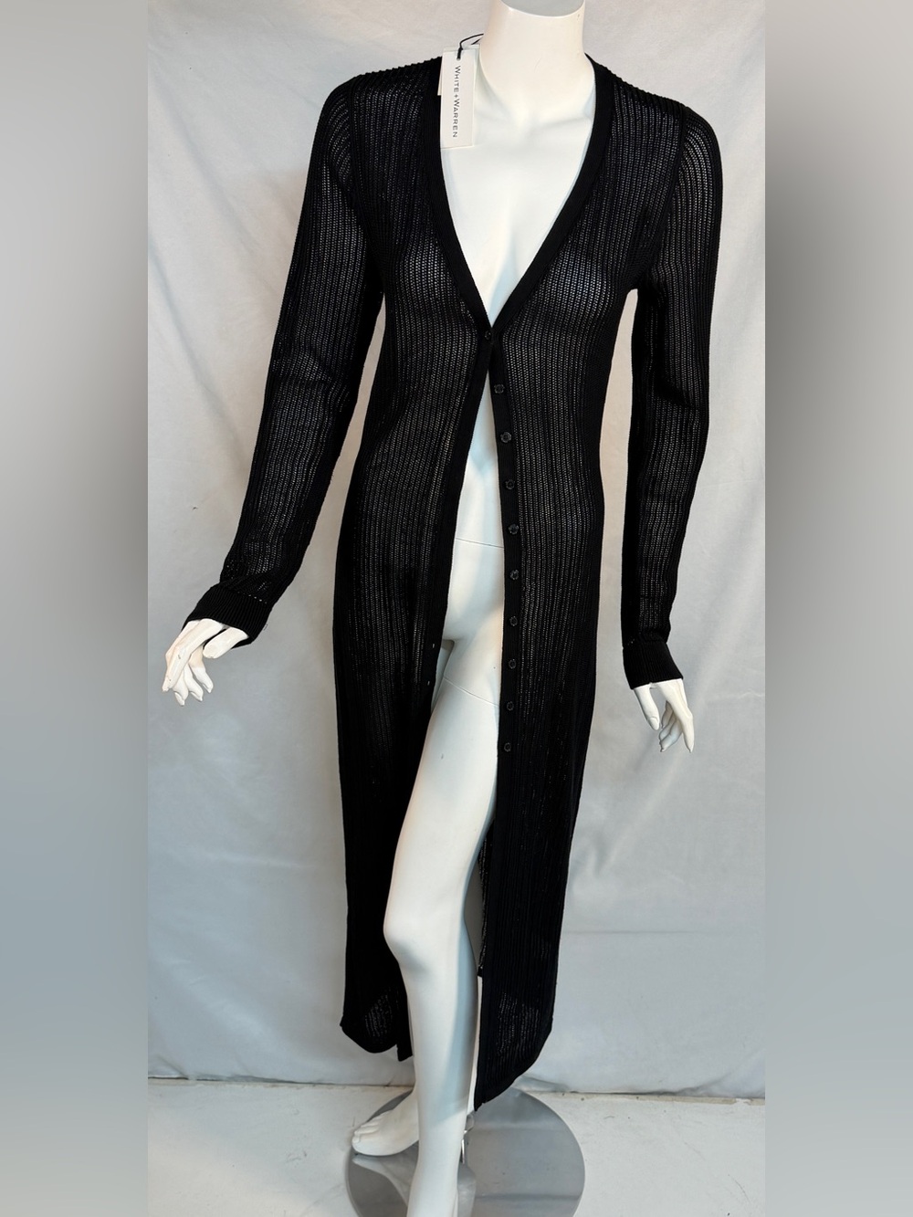 White + Warren Mesh Duster Cardigan